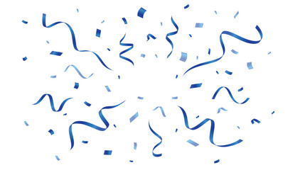 Blue confetti design. Festive celebration ribbon. Flying confetti decoration element. Vector illustration