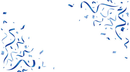 Blue confetti design. Festive celebration ribbon. Flying confetti decoration element. Vector illustration