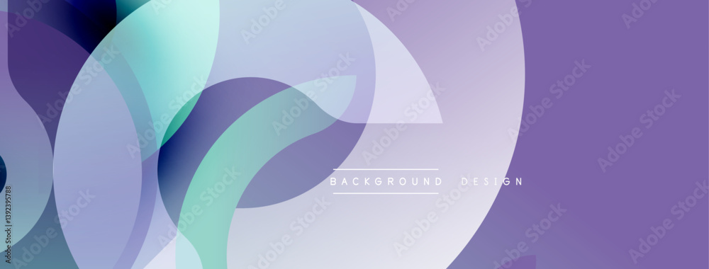 Poster abstract shapes overlap, creating soft gradients. purple, blue, green hues blend seamlessly. modern 