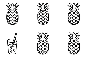 Fototapeta premium Pineapple Juice Line Art Creative Design for Illustration and Artwork 