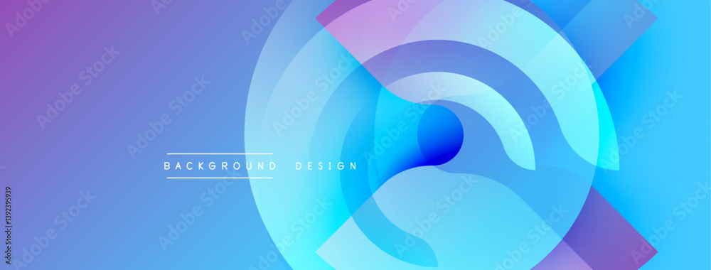 Poster abstract design. overlapping circles, vibrant blue, purple hues create dynamic composition. modern, 