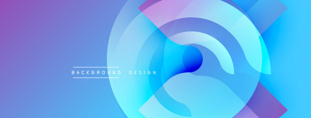 Abstract design. Overlapping circles, vibrant blue, purple hues create dynamic composition. Modern, smooth gradients suggest movement, depth. Minimalist aesthetic.