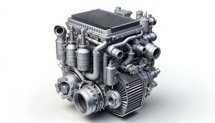 Detailed 3D Illustration of Diesel Particulate Filter & Catalytic Converter