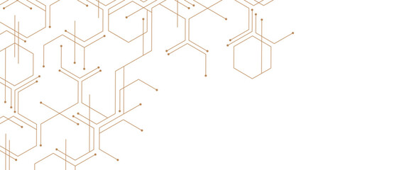 Obraz premium Vector digital hexagonal background geometric abstraction with lines and dots.