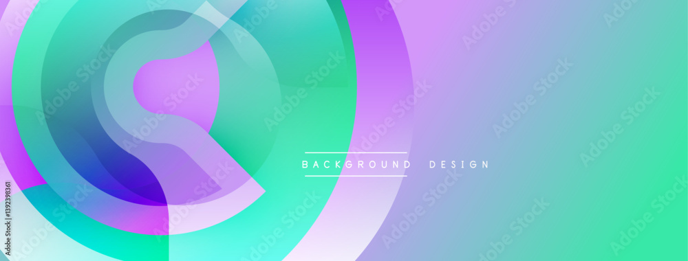Poster Abstract vibrant layers create smooth gradient. Overlapping circles form dynamic composition. Modern design for digital projects, presentations.