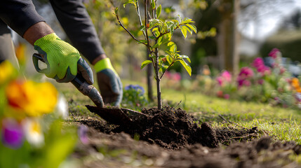Planting New Roots: Sustainable Agriculture with Technology in a Colorful and Lively Garden Setting generate by AI