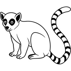 Lemur One-Line Art Simple Vector Illustration