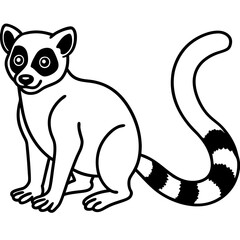 Lemur One-Line Art Simple Vector Illustration