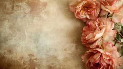 Vintage Roses on Textured Background with Sepia Tone