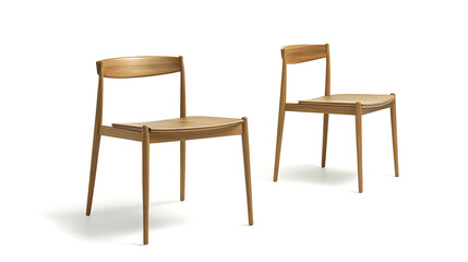 Two wooden chairs are placed next to each other on a white background