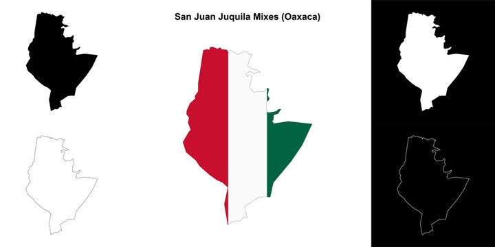 San Juan Juquila Mixes municipality (Oaxaca) outline map set
