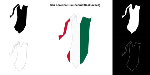 San Lorenzo Cuaunecuiltitla municipality (Oaxaca) outline map set