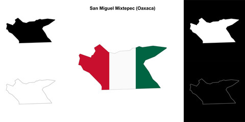 San Miguel Mixtepec municipality (Oaxaca) outline map set