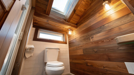 Experience a Porcelain Toilet in a Tiny Home Surrounded by Chic, Compact Design Innovation Today