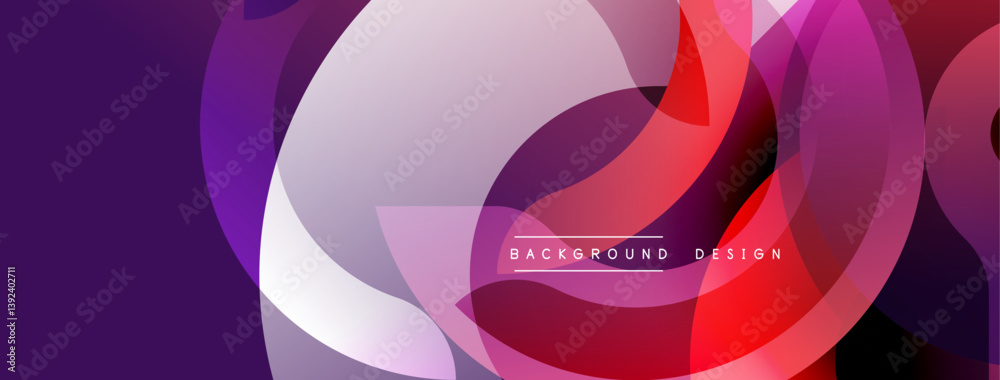 Aufkleber abstract design. overlapping circles create dynamic composition. purple, red, white hues blend smoot