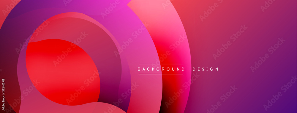 Poster Abstract design features overlapping circles. Vibrant red, purple hues create dynamic gradient effect. Smooth transitions, modern aesthetic.