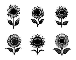 Fototapeta premium sunflower silhouette set, isolated background