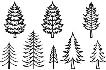 Obraz premium Pines Line Art Illustration Simple Design for Artistic Creation 
