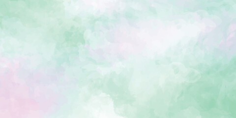 A soothing green watercolor background with soft brush textures blending into white gradient background blending pink, purple and teal hues with smooth flowing texture 
