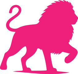 Wild animal vector silhouette illustration of a black lion and elephant