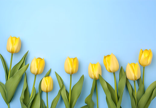 yellow tulips on white background
