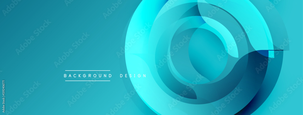 Poster Abstract blue design. Overlapping circles create dynamic visual effect. Modern style, clean lines, gradient shades. Minimalist composition, perfect backdrop.