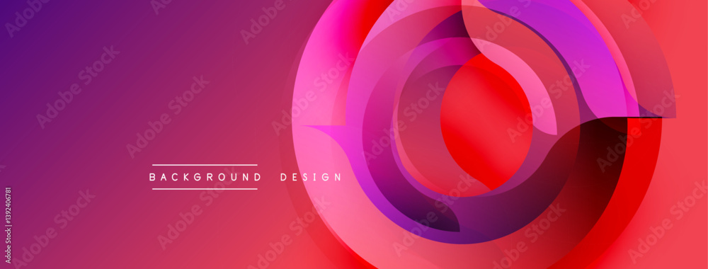 Aufkleber abstract design features overlapping circles. vibrant purple, pink, red hues create dynamic visual e