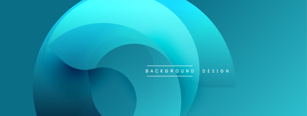 Naklejka premium Abstract blue layers create dynamic circular design. Smooth gradients suggest depth, modern aesthetic. Minimalist style, perfect backdrop.