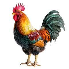 Fototapeta premium Resilient rooster crowing png vibrant rooster png powerful crowing rooster png dynamic rooster png commanding crowing rooster png assertive rooster png isolated on white background image