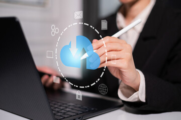 Datum cyberspace cloud information security data connection storage network technology concept