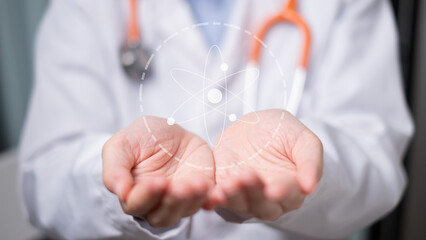 Medical science technology laboratory DNA microscope analysis research biotechnology doctor concept