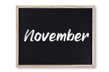 Obraz premium November word in chalk on chalkboard