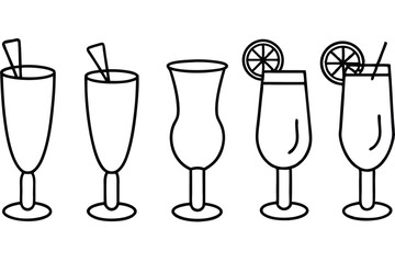 Pisco Sour Line Art Elegant Sketch for Cocktail Artwork  
