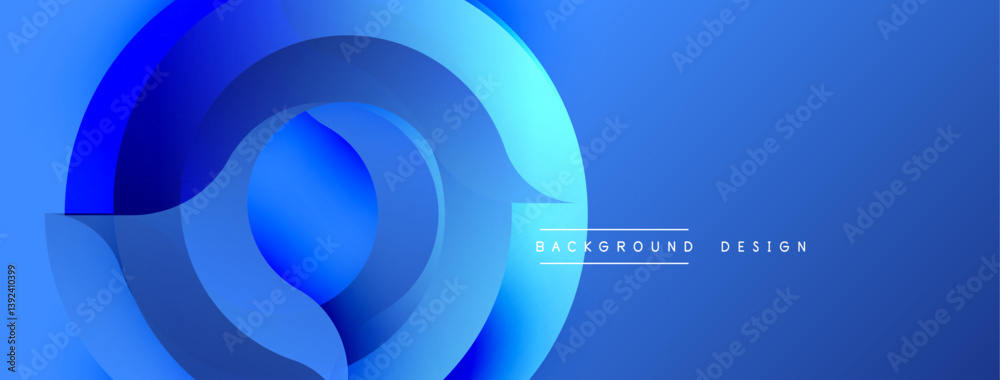 Poster Blue abstract design. Overlapping circles create dynamic flow. Gradient shades add depth. Minimalist aesthetic. Modern background for presentations.