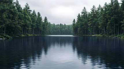 Fototapeta premium lake, water, landscape, sky, nature, reflection, river, tree, forest, fog, mist, morning, clouds, trees, pond, cloud, calm, view, mountain, summer, sun, scenery, sunrise, travel, blue