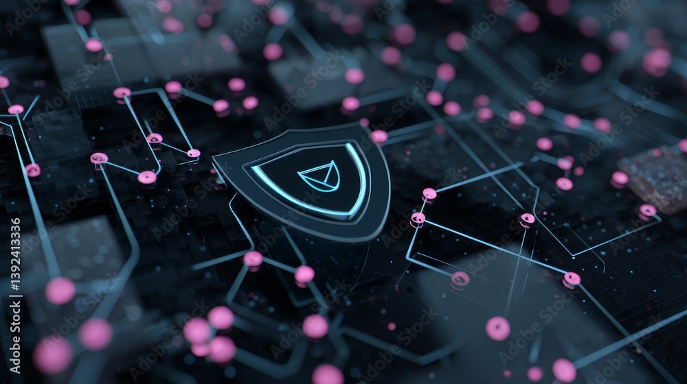 Poster securing user private data through encryption, along with cyber security and data protection, is vit