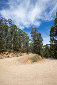 Switchback corner on unsealed mountain road