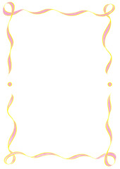 Light Pink & Yellow Wavy Ribbon Frame with Dots, wedding menu invitation border, hand drawn baby shower, a4 birthday bbq summer party, clown funfair style, bachelorette bachelor vintage retro