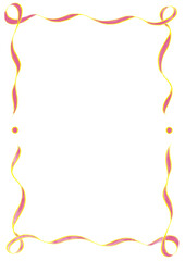 Bright Pink & Yellow Wavy Ribbon Frame with Dots, wedding menu invitation border, hand drawn baby shower, a4 birthday bbq summer party, clown funfair style, bachelorette bachelor vintage retro