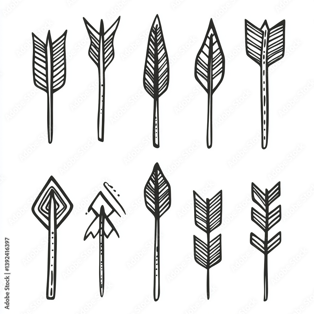 Poster A collection of arrow icons in various styles and directions, perfect for infographics, interfaces, and design elements