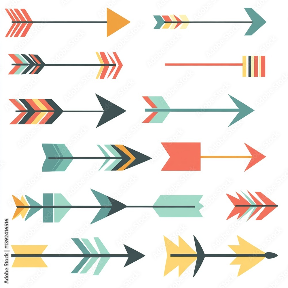 Poster A collection of arrow icons in various styles and directions, perfect for infographics, interfaces, and design elements