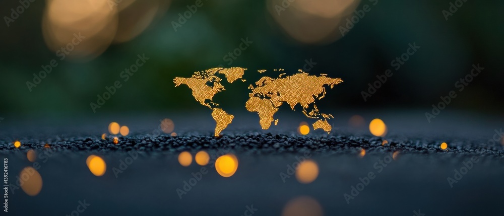 Poster Global Connectivity Visualization AI-Powered Demographic Mapping with Luminous Data Points Revealing Planetary Human Distribution Patterns