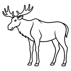 Moose Outline Art Vector Design