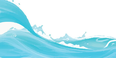 A Tranquil and Airy Watercolor Background Featuring Blue and Green Abstract Ocean Waves, Hand-Painted for Use in High-End Visual Design, Product Branding, and Elegant Digital Art”