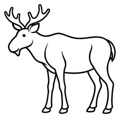 Moose Outline Art Vector Design