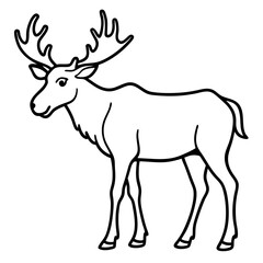 Moose Outline Art Vector Design