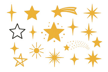 Simple Gold Star Elements for Creative Composition and Design Projects