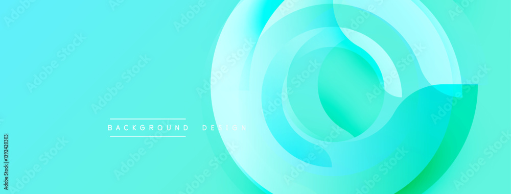 Fototapete Abstract turquoise layers create circular design. Gradient shades offer smooth transition. Minimalist style, modern aesthetic. Perfect backdrop for digital projects.