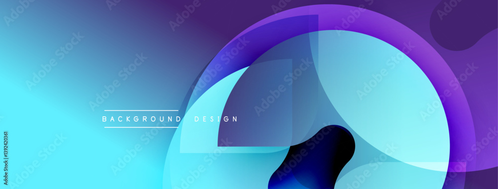 Aufkleber Abstract background. Smooth gradients, overlapping shapes create modern design. Blue, purple hues dominate composition. Minimalist aesthetic.