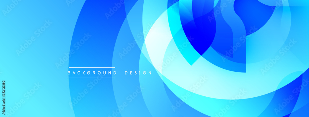 Poster Blue abstract shapes create dynamic composition. Smooth gradients, overlapping layers, modern design. Vibrant colors, clean aesthetic.